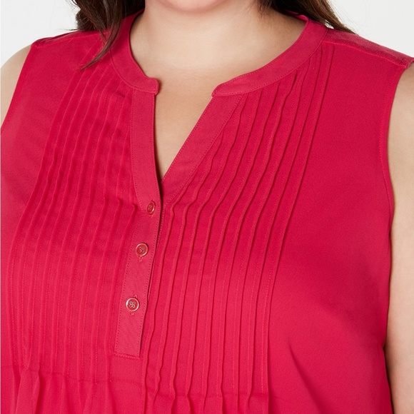 Plus Size Pleated Pintuck Top in Moroccan Pink - Picture 3 of 7
